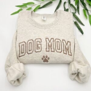 Custom Embroidered Dog Mom with paw Sweatshirt - Image 4