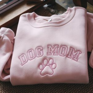 Custom Embroidered Dog Mom with paw Sweatshirt - Image 3